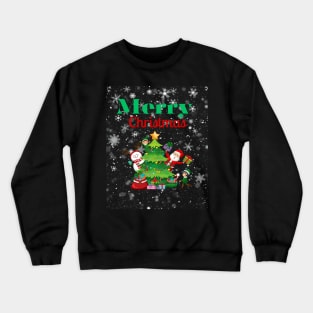 Merry Christmas, Santa, Elf, Snowman Design Crewneck Sweatshirt